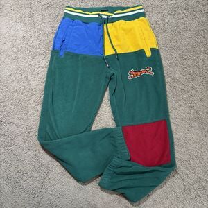 Le Tigre Men’s Colorblock Fleece Sweatpants Size M Green Blue Yellow Red Joggers